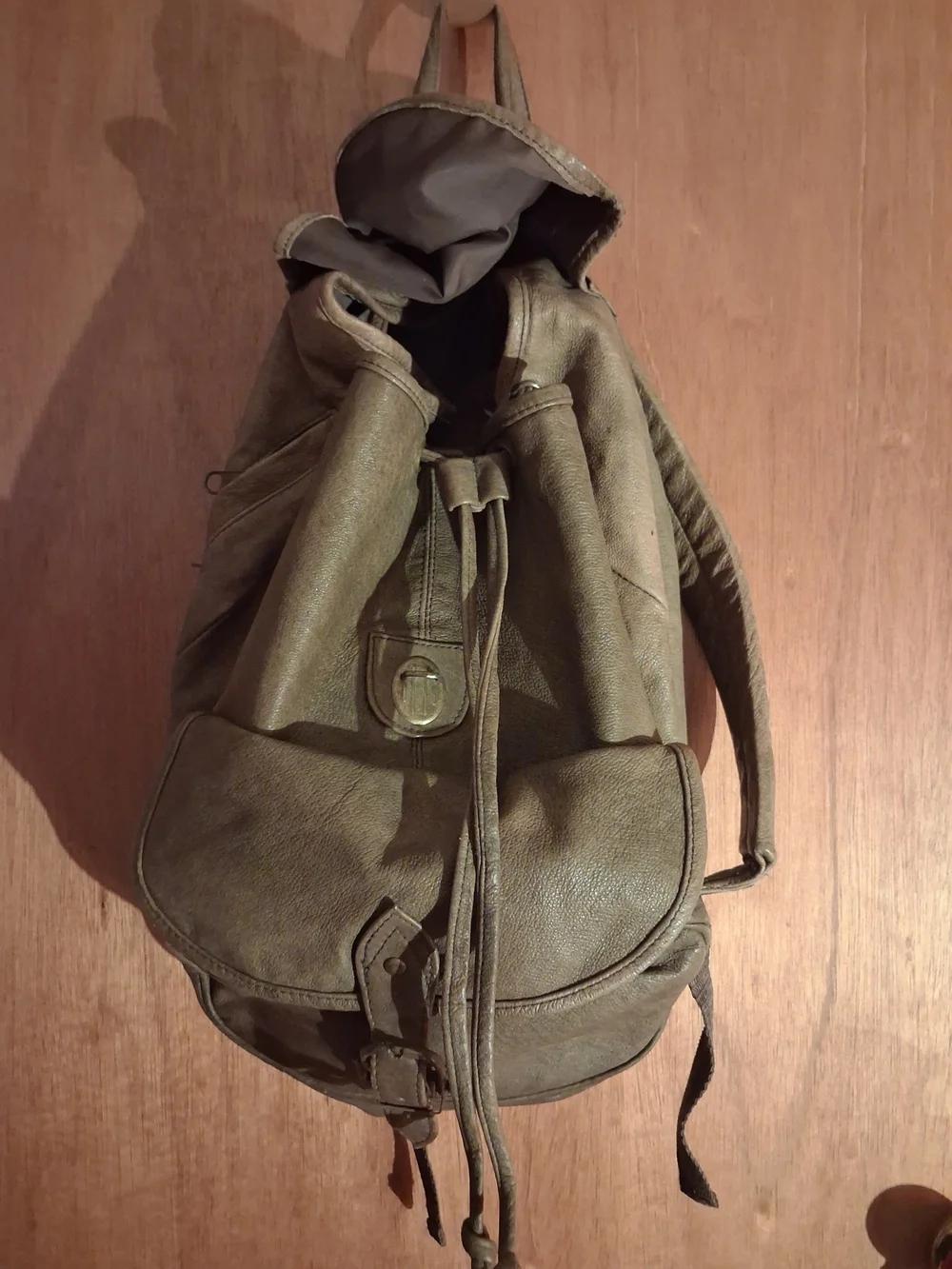 Leather Drawstring Backpack -  Brown. From A Top Grade Leather Store.